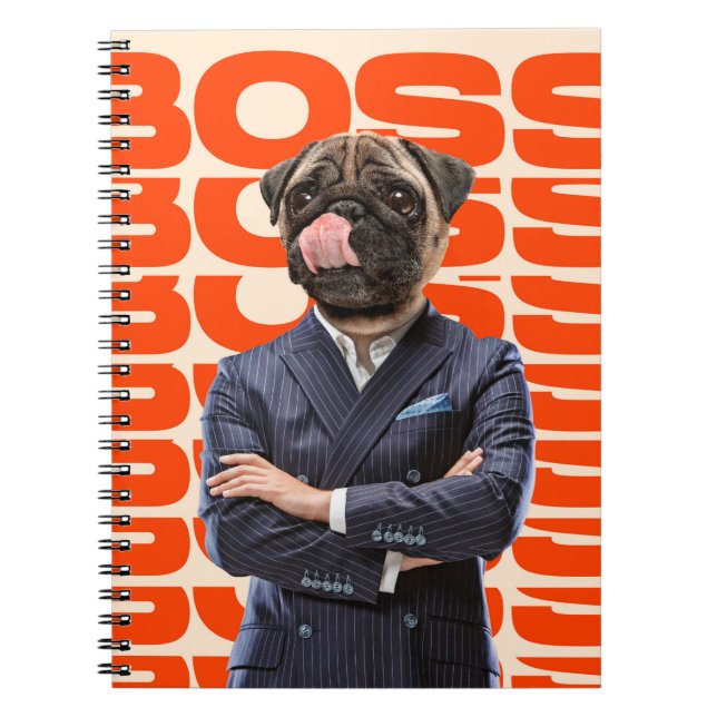 Cuaderno Jefe encabezado por la cabeza de perro parado con  (Frente)