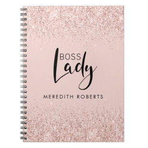 Cuaderno Jefe Lady Rosa Gold Purpurina Rubor Personalizado
