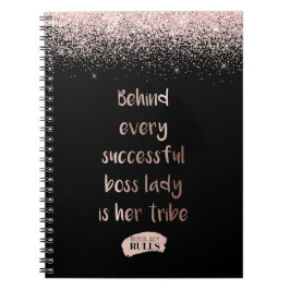 Cuaderno Jefe motivacional Lady Rosa Purpurina de oro negro