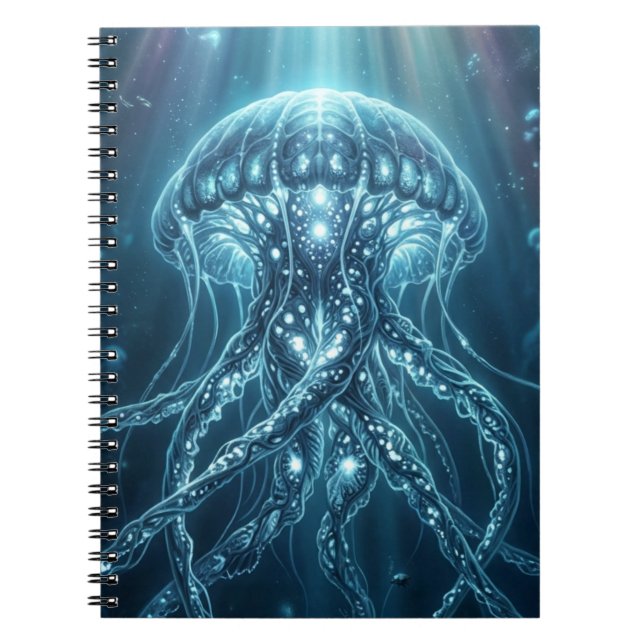 Cuaderno "Jellyfish Bioluminiscente Moderna Profesional Neg (Frente)