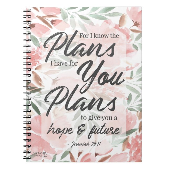 Cuaderno Jeremías 29:11 Escritura: GraphicLoveShop (Frente)