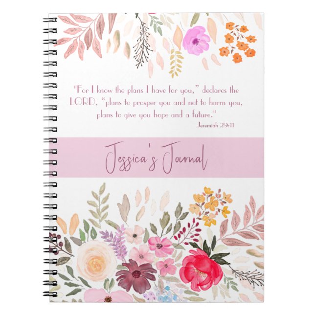 Cuaderno Jeremías 29:11 - Porque conozco los Planes Floral  (Frente)