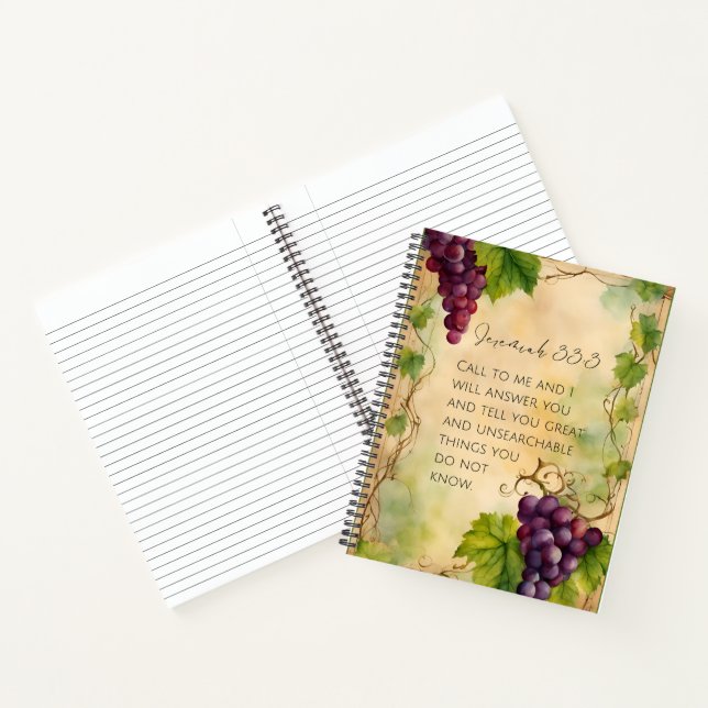 Cuaderno Jeremías 33:3 Biblia cristiana Verse (Interior)