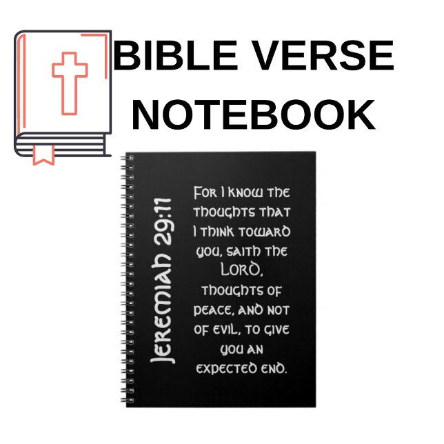Cuaderno Jeremías negras modernas 29:11 Biblia Verse (Add Your Favorite Bible Verse)