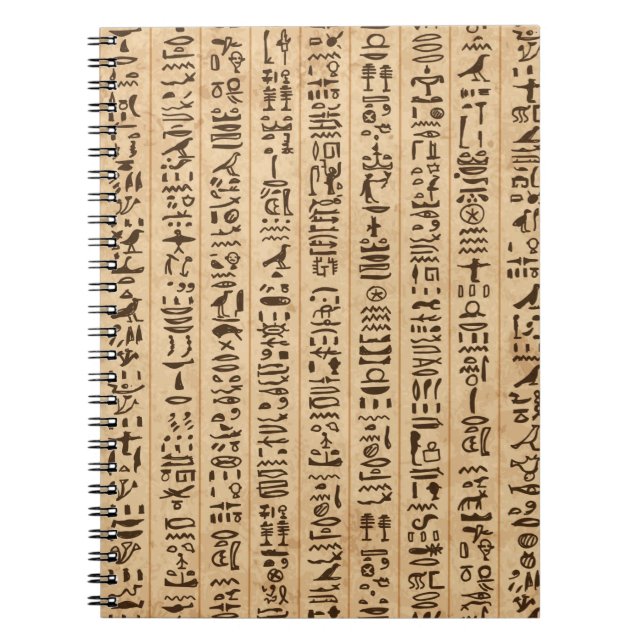 Cuaderno Jeroglíficos de Egipto, patrón sin costuras de gra (Frente)