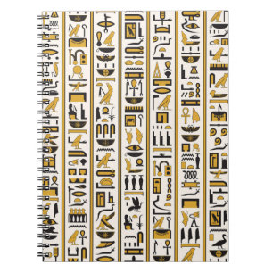 Cuaderno Jeroglíficos Egipcios: Amarillo-Negro Sin Marea.