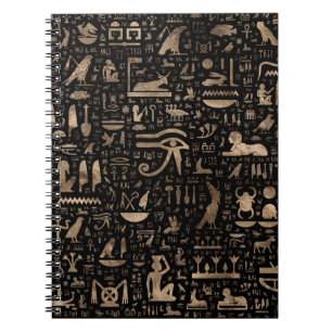 Cuaderno Jeroglíficos egipcios antiguos - negro y oro