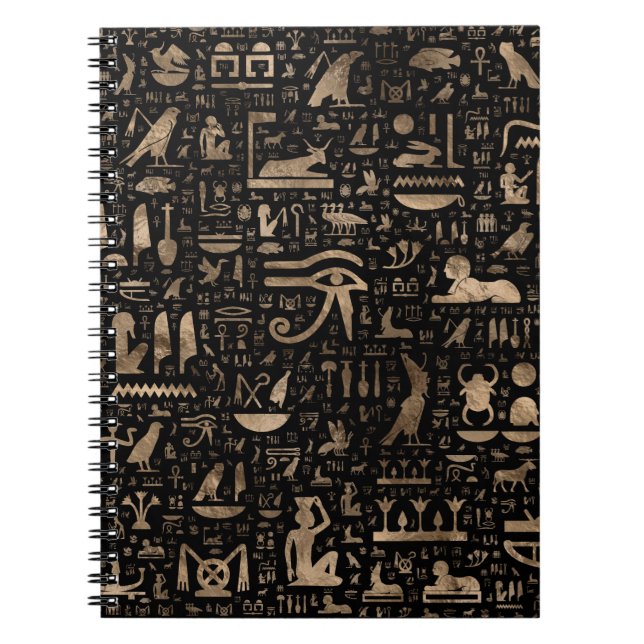 Cuaderno Jeroglíficos egipcios antiguos - negro y oro (Frente)