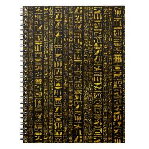 Cuaderno Jeroglíficos egipcios de oro y color negro