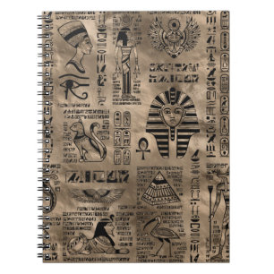 Cuaderno Jeroglíficos y deidades egipcios - oro de lujo