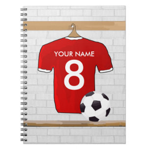 Cuaderno Jersey de fútbol rojo y blanco personalizado