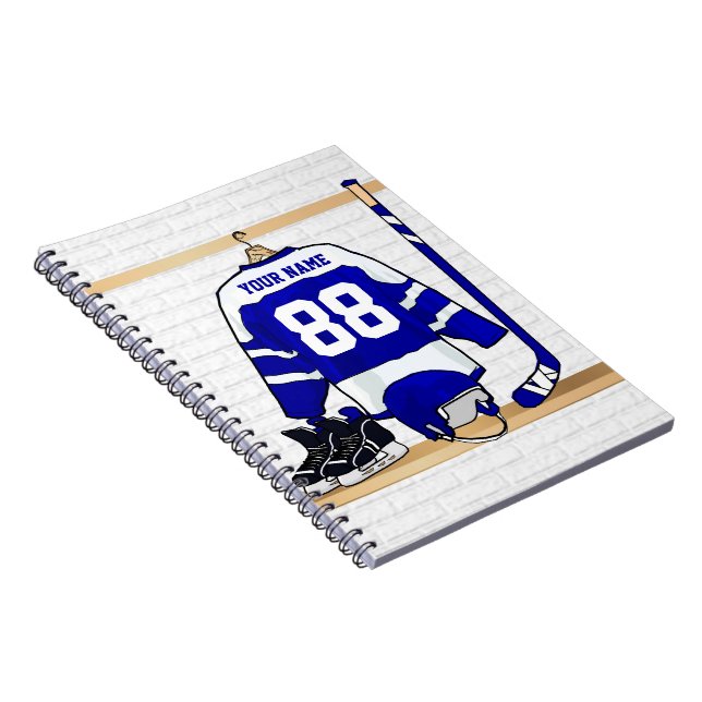 Cuaderno Jersey de hockey sobre hielo azul y blanco persona (Lado Derecho)