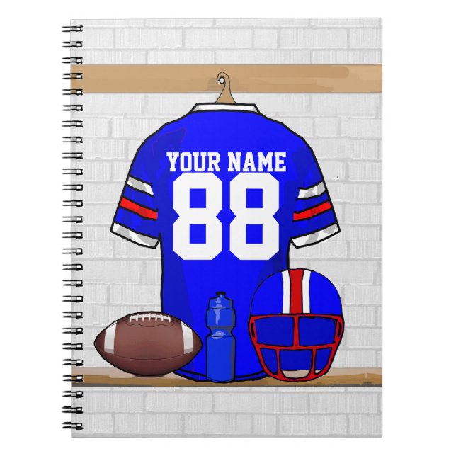 Cuaderno Jersey rojo blanco azul personalizado del fútbol (Frente)