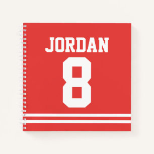 Cuaderno Jersey rojo de fútbol con nombre y número person
