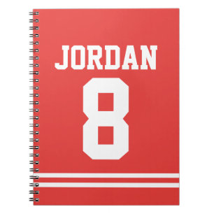 Cuaderno Jersey rojo de fútbol con nombre y número personal