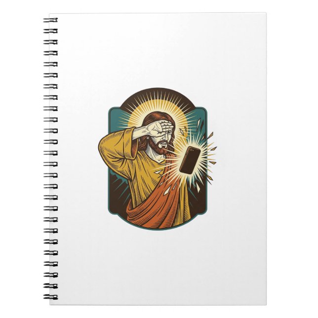 Cuaderno Jesús cegando la máxima brillo del teléfono a medi (Frente)