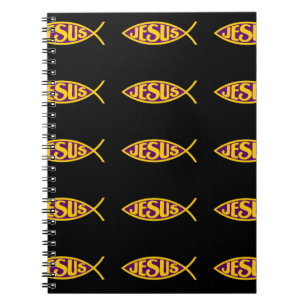CUADERNO JESUS CHRIST ICHTHYS SALVACIÓN DE PECES PURPLE GOL