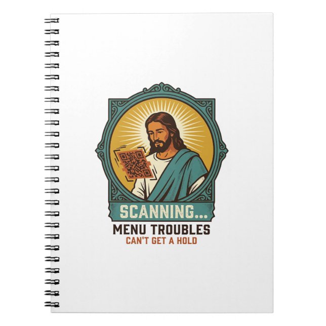Cuaderno Jesús Código QR Borroso No Se Escanea Menú Humor T (Frente)