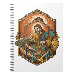 Cuaderno Jesús derrama café en teclado mecánico roto tecnol