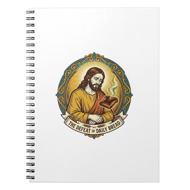 Cuaderno Jesús Derrotado Fumando Tostadas Quemadas Desayuno (Frente)