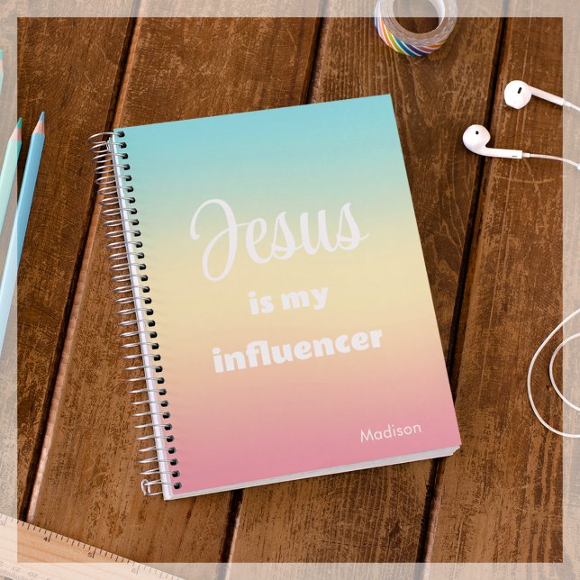 Cuaderno Jesús es mi Influenciador | Arcoiris personalizado (Subido por el creador)