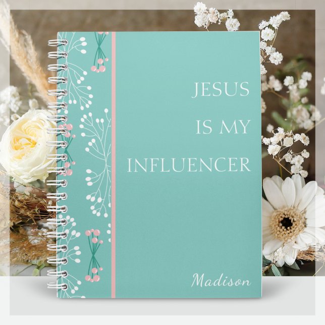 Cuaderno Jesús es mi Influenciador | Floral de primavera az (Subido por el creador)