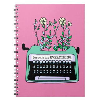 Cuaderno Jesús es mi TODO, máquina de escribir de época en