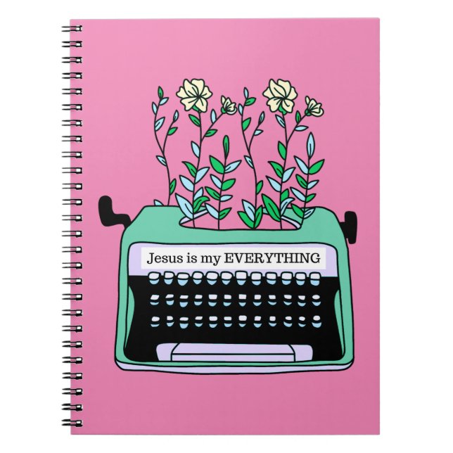 Cuaderno Jesús es mi TODO, máquina de escribir de época en  (Frente)