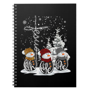 Cuaderno Jesus Faith Hope Love Snowman Graciosos Navidad Pa