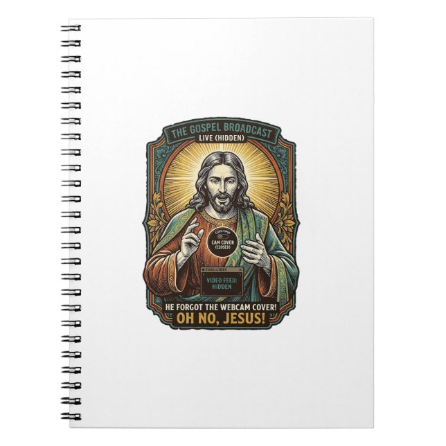 Cuaderno Jesús Pantalla Negra Cubierta de Cámara Web Olvida (Frente)