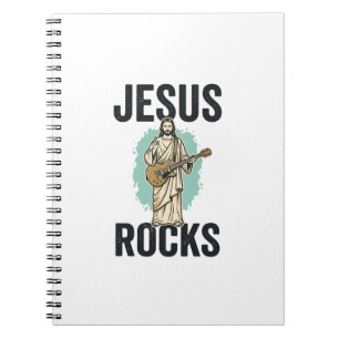 Cuaderno Jesús Rocks Guitar Grabado Cristiano Vintage Des