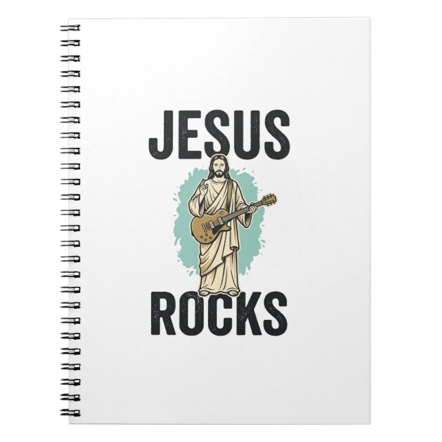Cuaderno Jesús Rocks Guitar Grabado Cristiano Vintage Des (Frente)