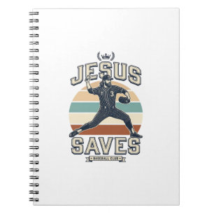 Cuaderno Jesús salva béisbol vintage diseño vectorial crist