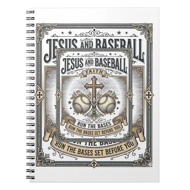 Cuaderno Jesús y béisbol vintage cristiano  (Frente)