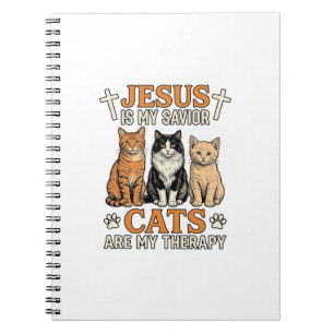 Cuaderno Jesús y los Gatos Son Mi Terapia Camiseta Vintage