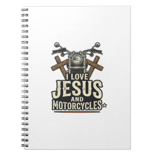 Cuaderno Jesús y motocicletas diseño de ciclista cristiano
