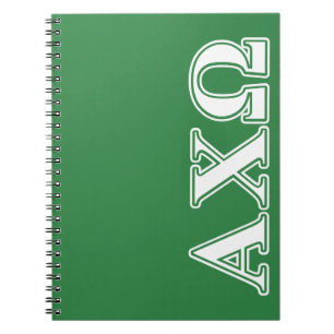 Cuaderno Ji letras blancas y verdes de Omega de Alphi
