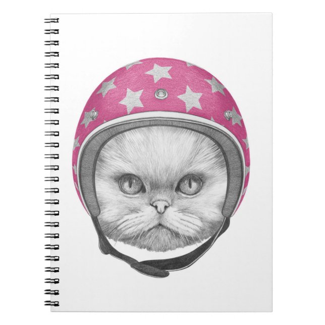 Cuaderno Jinete de la motocicleta del gato persa (Frente)