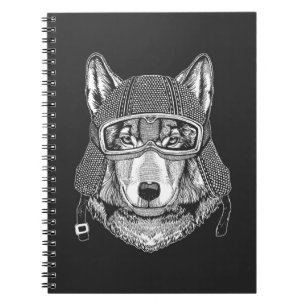 Cuaderno Jinete de la motocicleta del perro del lobo