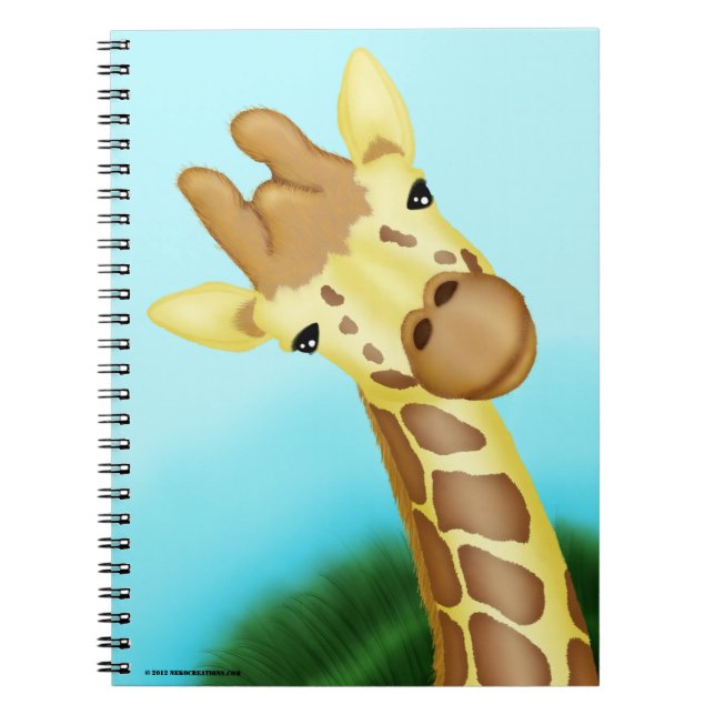 Cuaderno Jirafa amarilla fresca en fondo azul (Frente)