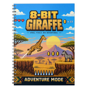 Cuaderno Jirafa, arte de píxeles retro de 8 bits