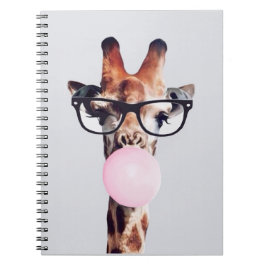 Cuaderno JIRAFA CON GAFAS SOplando UNA BURBUJA DE CHICLE RO