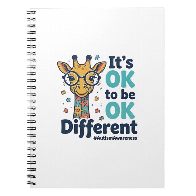 Cuaderno Jirafa de Conciencia del Autismo Está Bien Ser Dif (Frente)