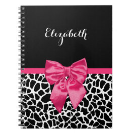 Cuaderno Jirafa de Impresión con Lazo Rosa Caliente Nombre