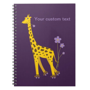 Cuaderno Jirafa divertida patinadora de la púrpura