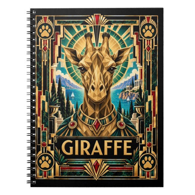 Cuaderno Jirafa, fauna Art Déco (Frente)