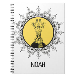 Cuaderno Jirafa Geek Personalizada Lindo