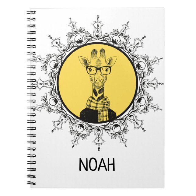 Cuaderno Jirafa Geek Personalizada  Lindo (Frente)