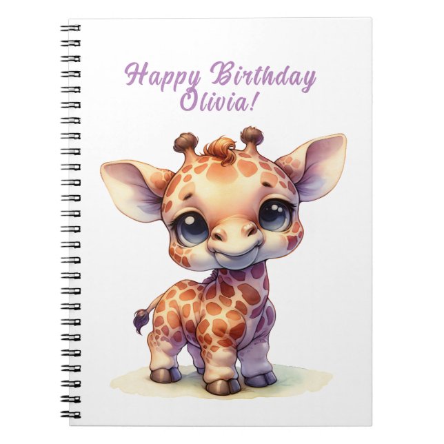 Cuaderno Jirafa linda feliz cumpleaños (Frente)