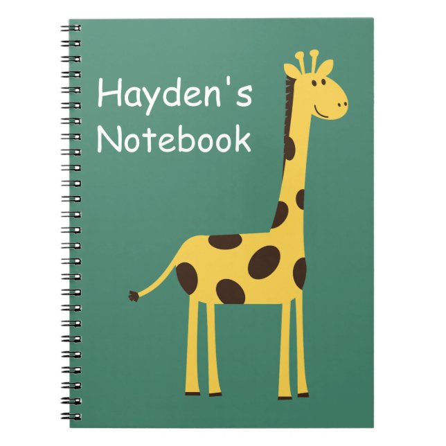 Cuaderno Jirafa linda personalizada verde (Frente)
